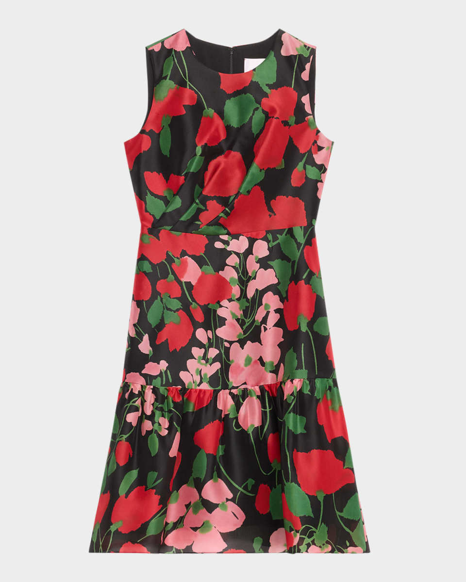 Floral Organza Flounce Hem Dress